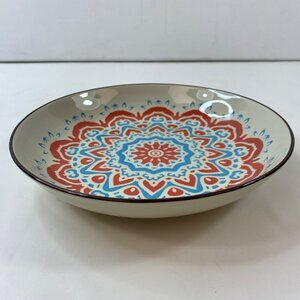 Ceramic Bohemian Mandala Decorative Plate 8.5" Beige Red Blue